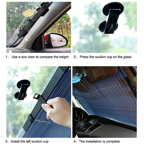 Auto Universal Car Retractable Windshield Sun Shade For Car 45cm in Pakistan