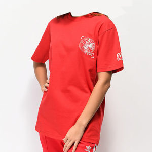 Crew Neck Red Printed T-Shirt